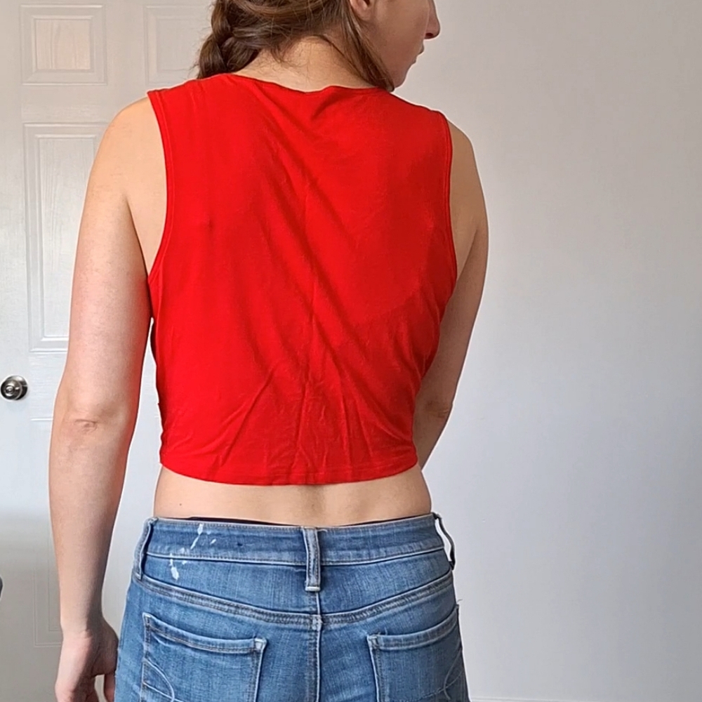 Red Cropped Tank Top - Picture 2 of 6